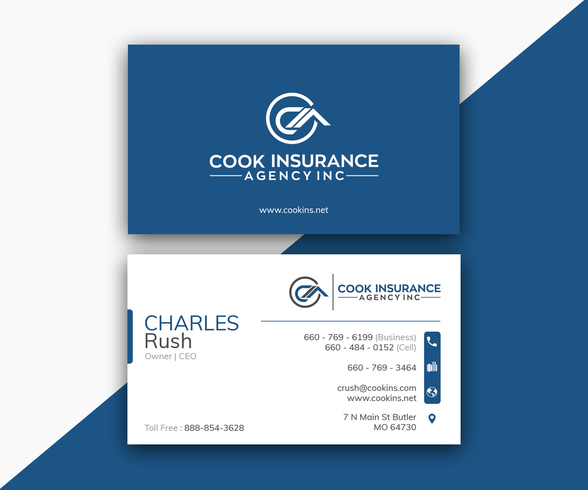 Business Card Design by Moumita_ for Cook Insurance Agency | Design #21056493