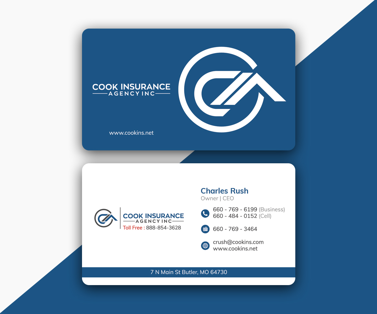 Business Card Design by Moumita_ for Cook Insurance Agency | Design #21056494