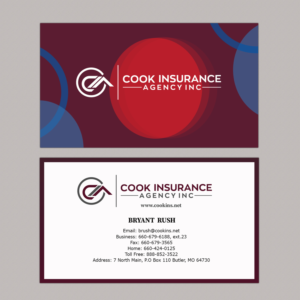 Business Card Design by designsbycrizel for Cook Insurance Agency | Design: #21045280