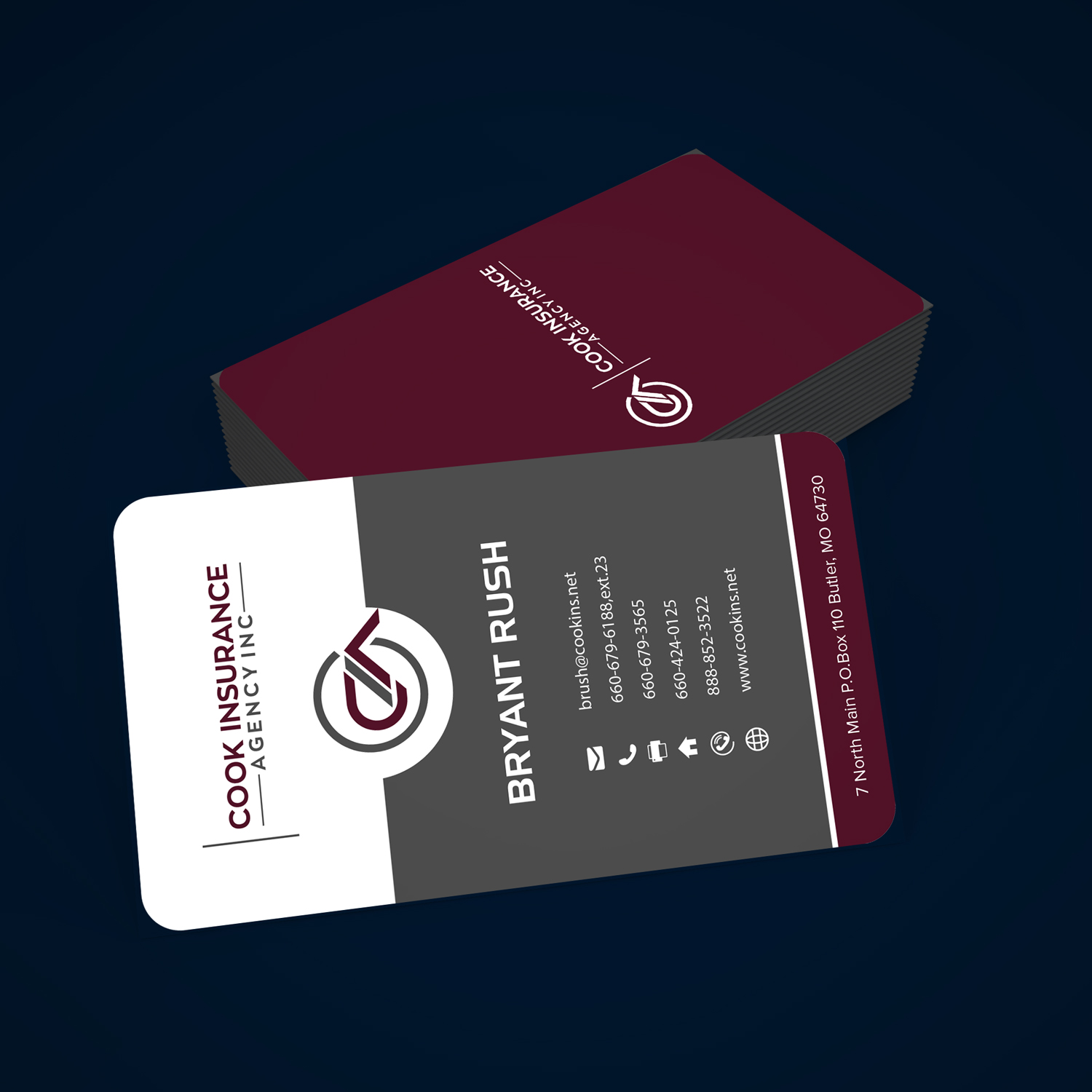 Business Card Design by Maxo-Biz for Cook Insurance Agency | Design #21011480