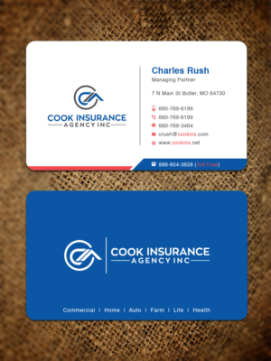 Business Card Design by Bold Pixels for Cook Insurance Agency | Design: #21044693