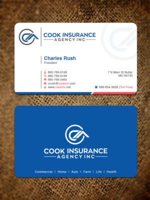 Business Card Design by Bold Pixels for Cook Insurance Agency | Design: #21045253