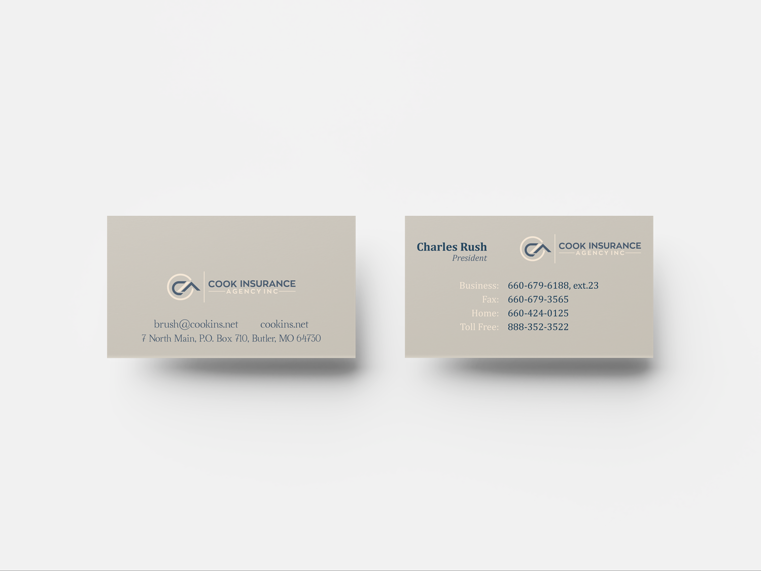 Business Card Design by Yaroslav S for Cook Insurance Agency | Design #21011594