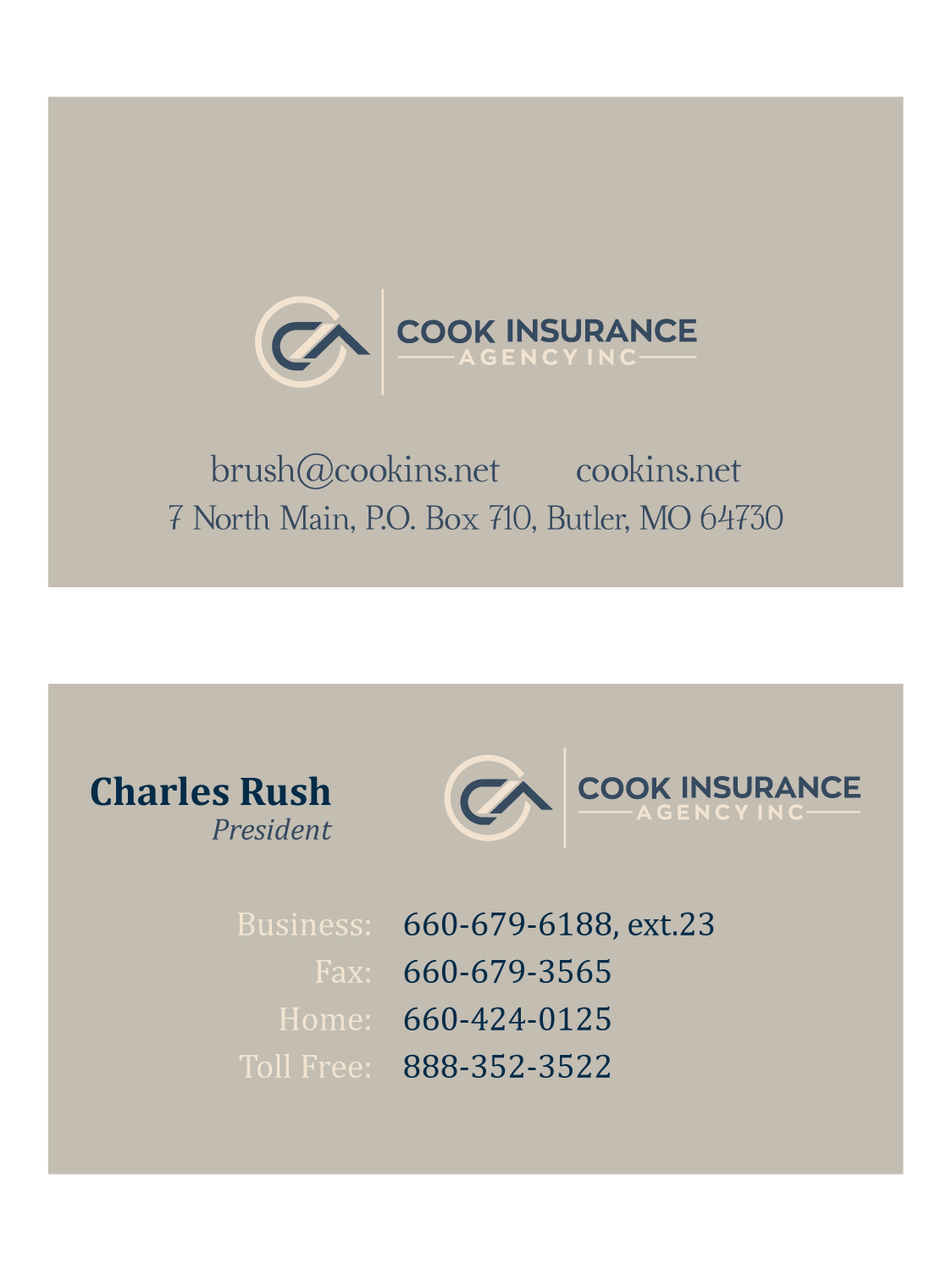 Business Card Design by Yaroslav S for Cook Insurance Agency | Design #21021199