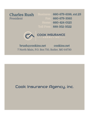 Business Card Design by Yaroslav S for Cook Insurance Agency | Design: #21021204