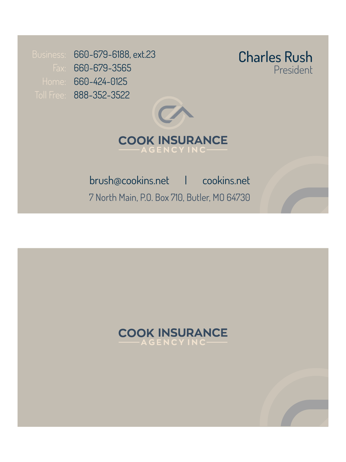 Business Card Design by Yaroslav S for Cook Insurance Agency | Design #21021205