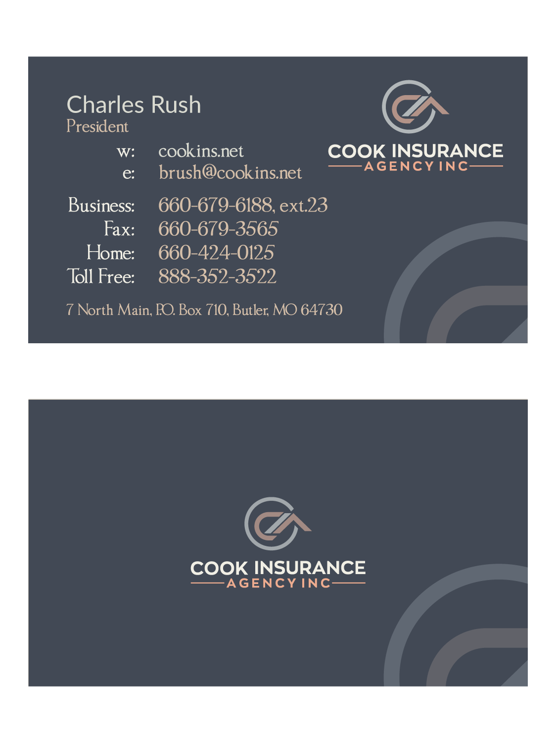 Business Card Design by Yaroslav S for Cook Insurance Agency | Design #21021211