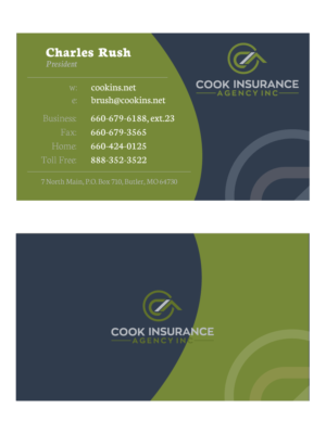 Business Card Design by Yaroslav S for Cook Insurance Agency | Design: #21021212