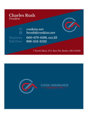 Business Card Design by Yaroslav S for Cook Insurance Agency | Design: #21021782