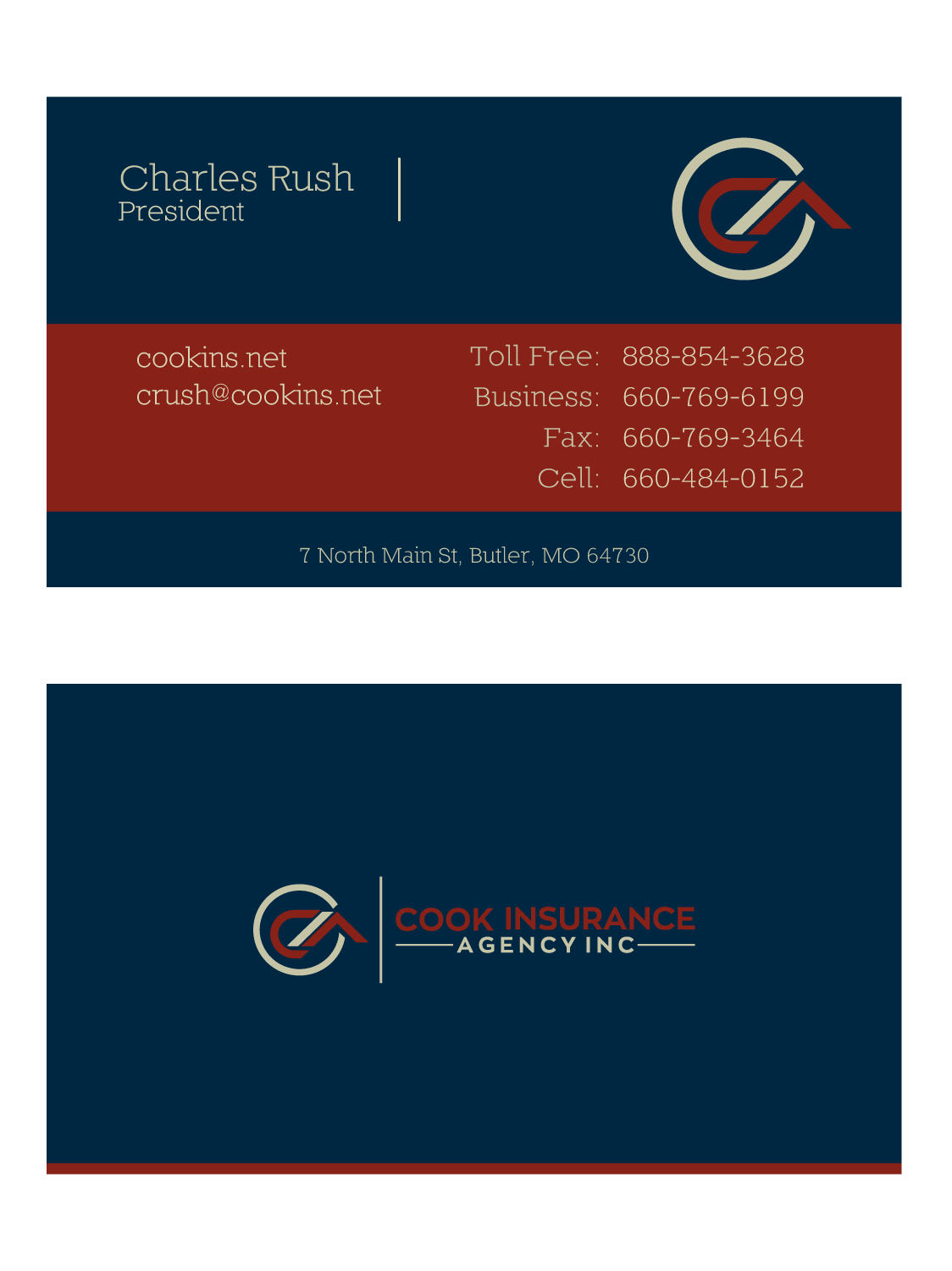 Business Card Design by Yaroslav S for Cook Insurance Agency | Design #21044850