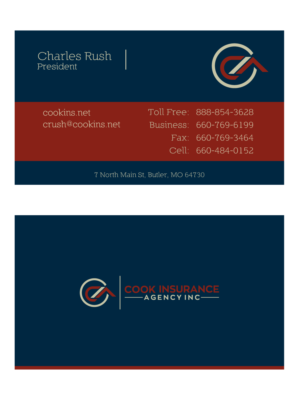 Business Card Design by Yaroslav S for Cook Insurance Agency | Design: #21044850
