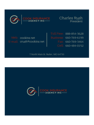 Business Card Design by Yaroslav S for Cook Insurance Agency | Design: #21044853