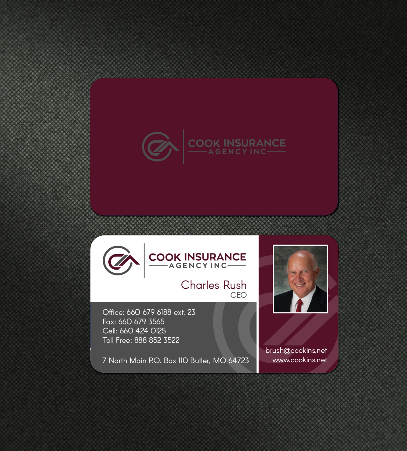 Upmarket, Bold, Insurance Business Card Design for Cook