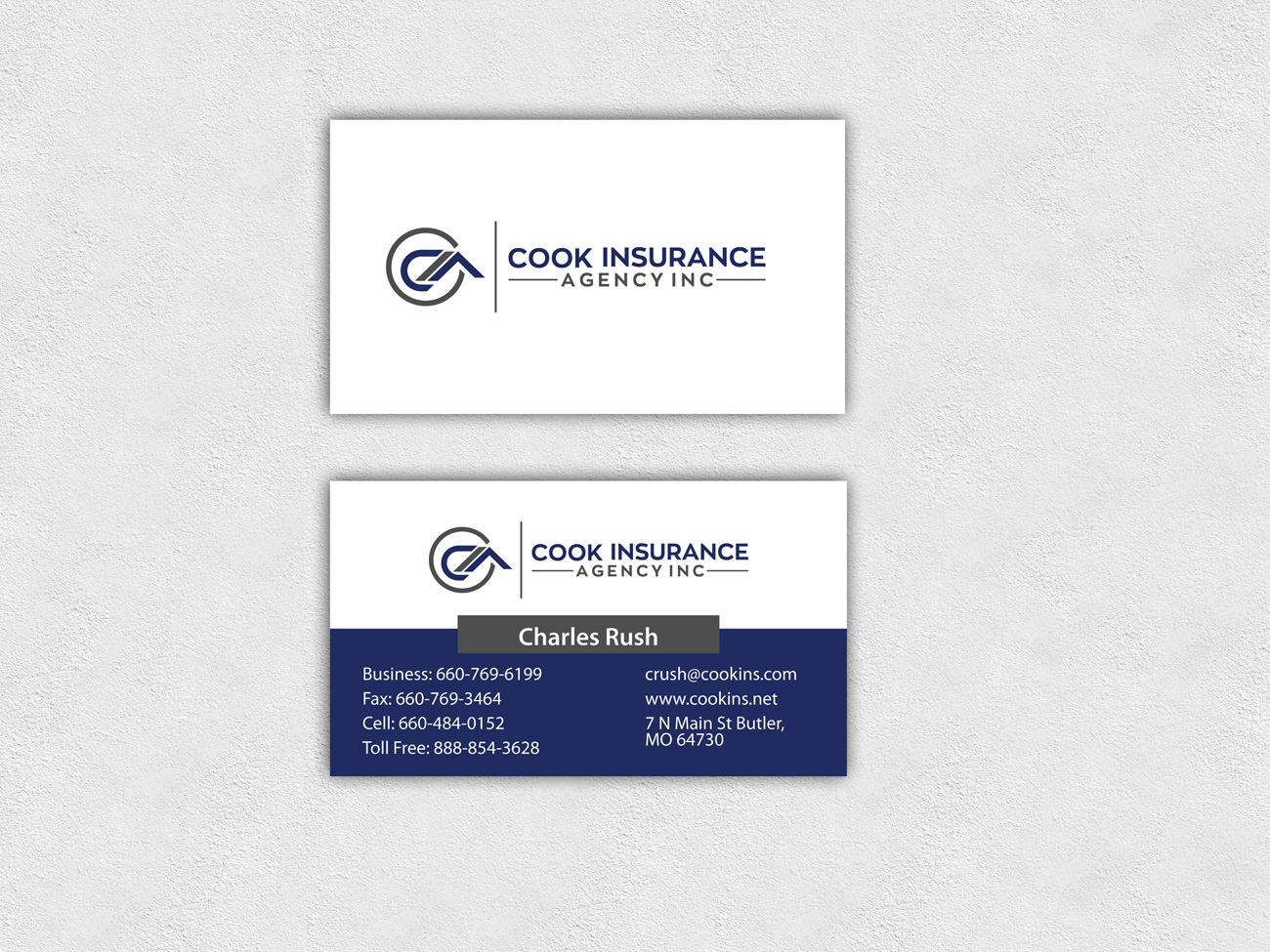 Business Card Design by pd graphic 2 for Cook Insurance Agency | Design #21060490
