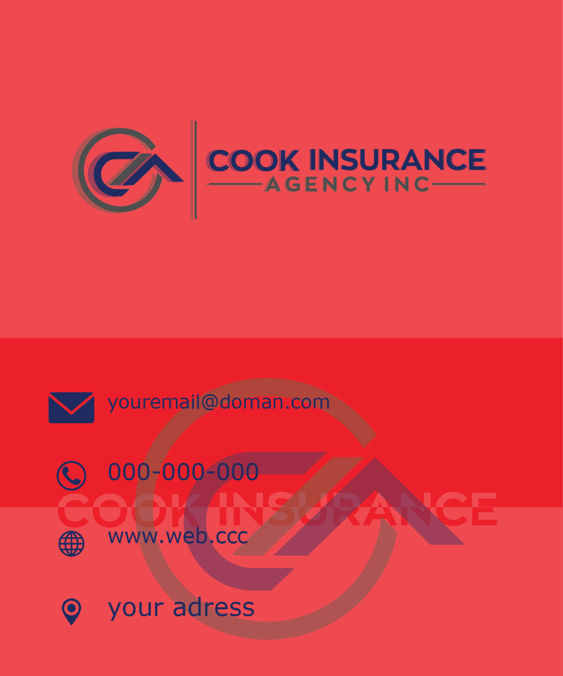 Visitenkarten-Design von T-B für Cook Insurance Agency | Design #21055049