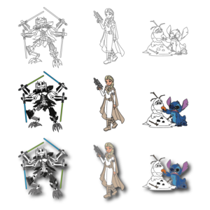 Disney Mash-Up Pins Design: 6 Pins | Illustration Design by Gabriel T. Marques
