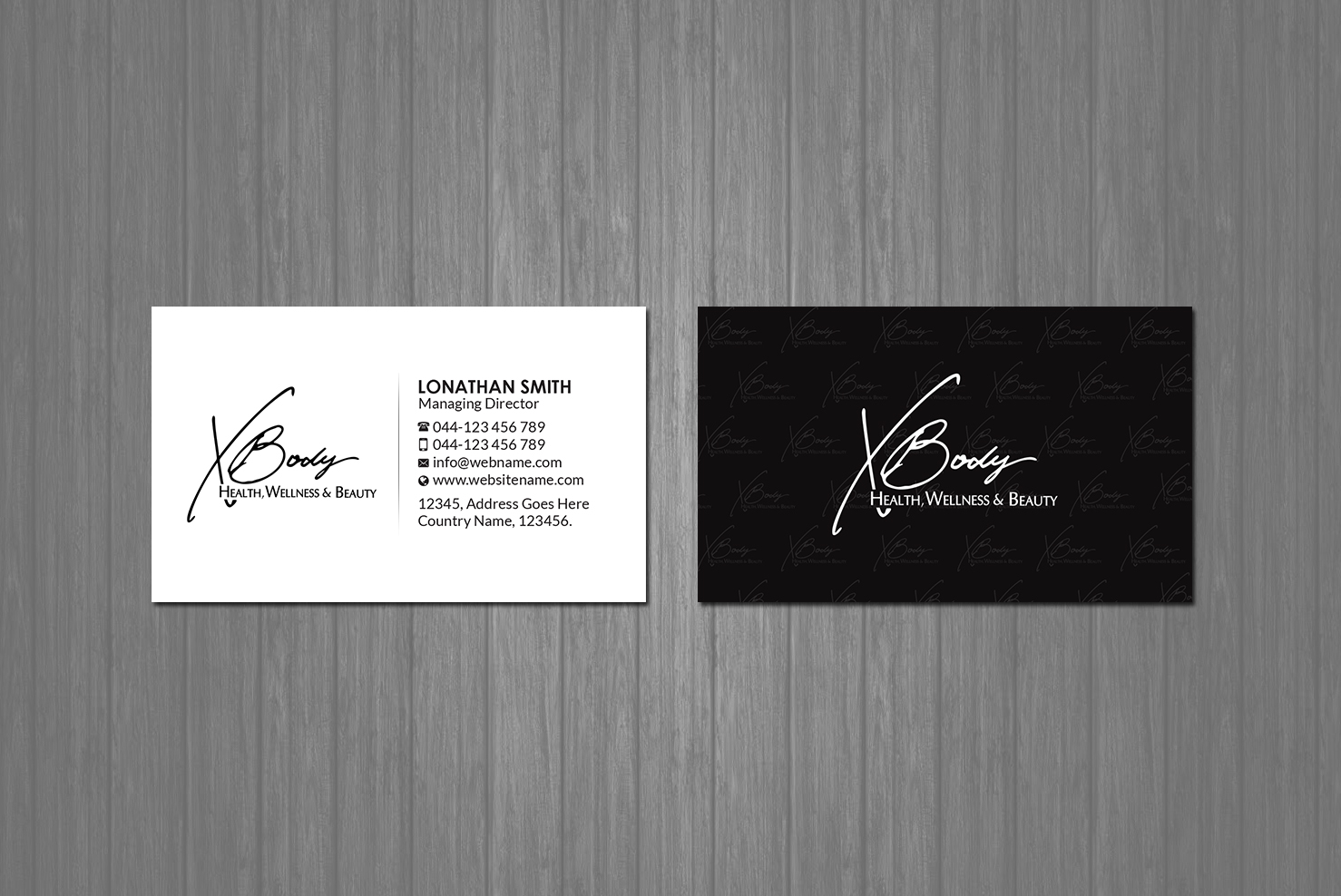 Visitenkarten-Design von Creations Box 2015 für X Body Health & Wellness | Design #21027213