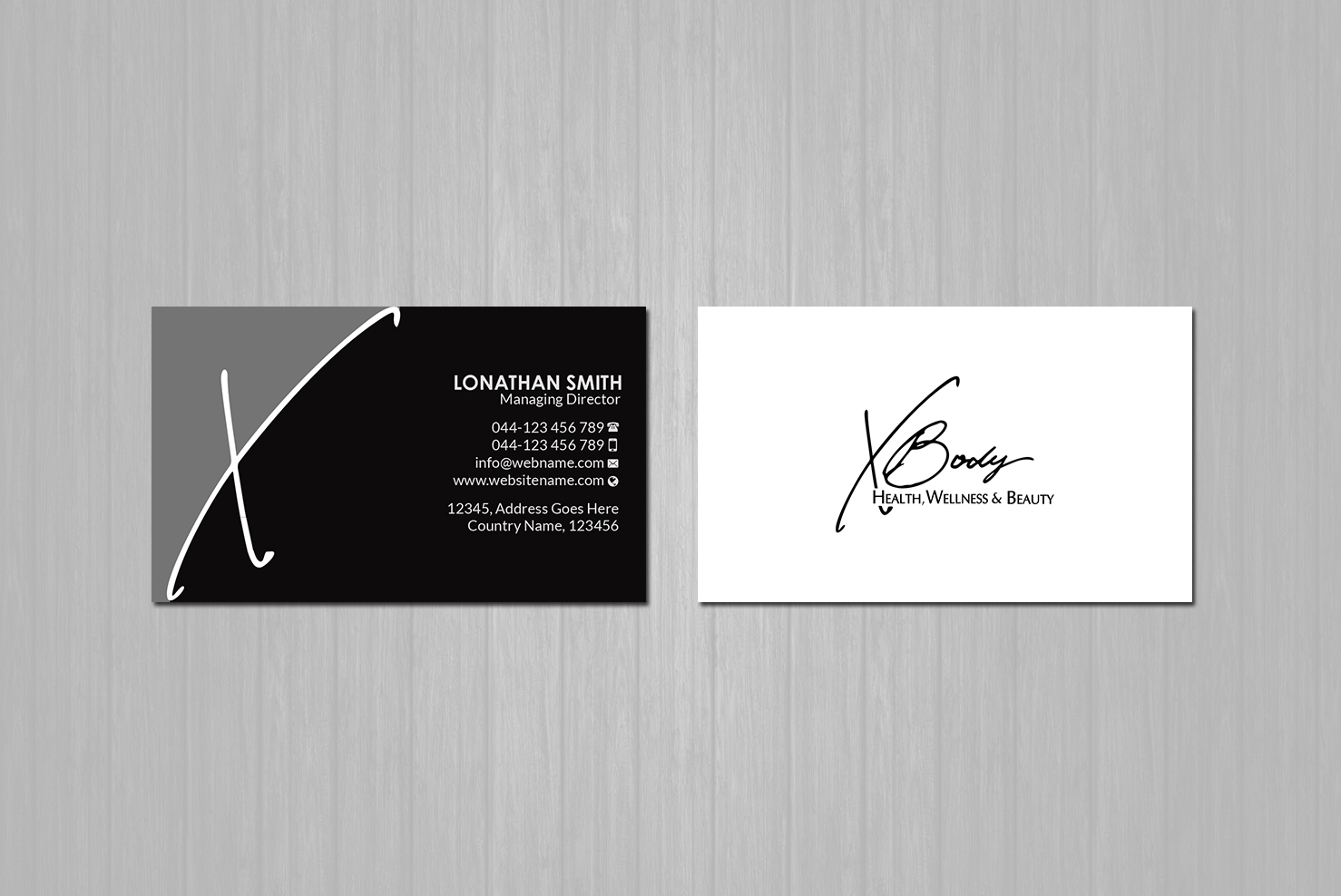 Business Card Design by Creations Box 2015 for X Body Health & Wellness | Design #21027219