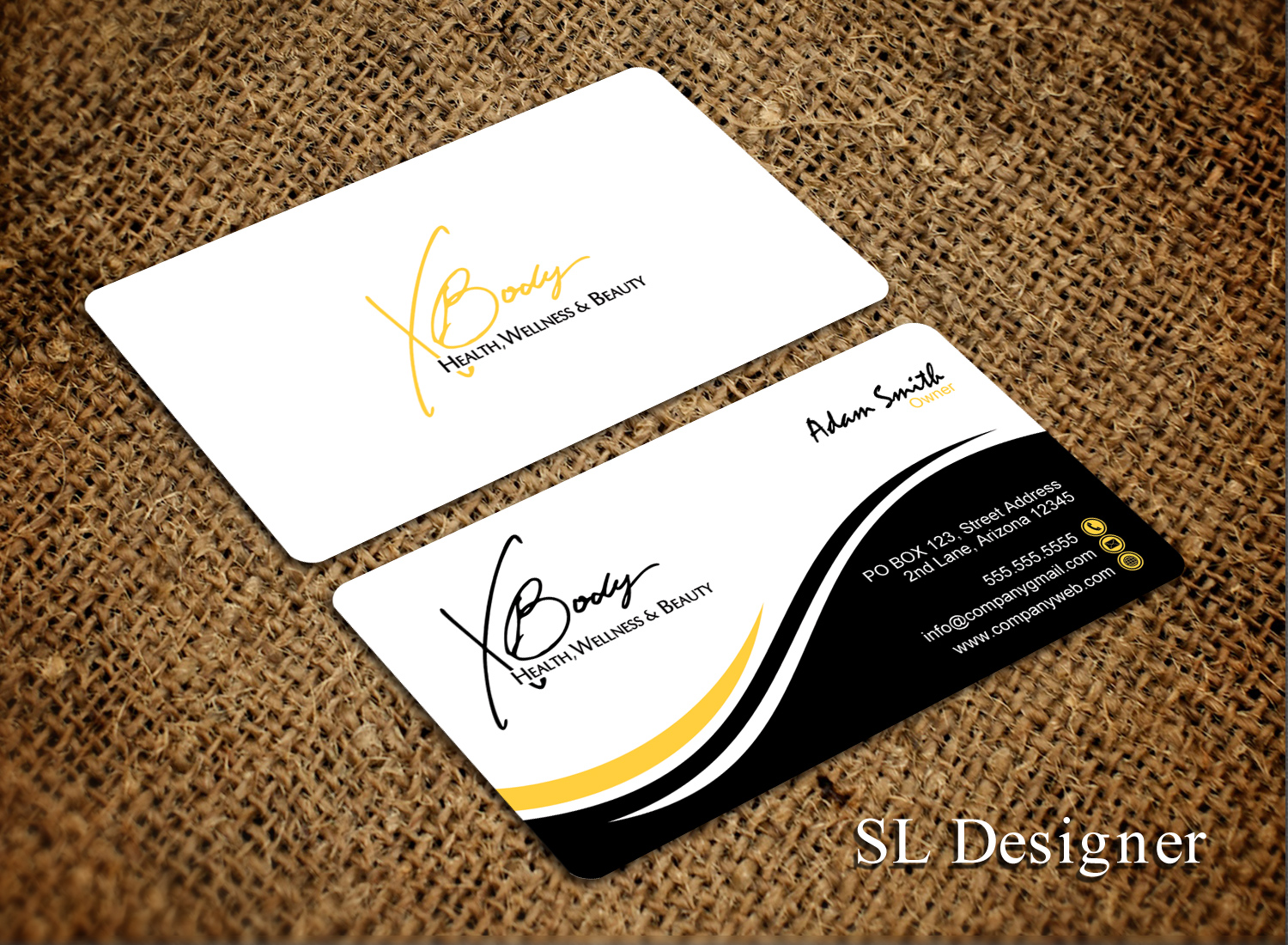 Diseño de Tarjeta de Presentación por SL Designer para X Body Health & Wellness | Diseño #21038820