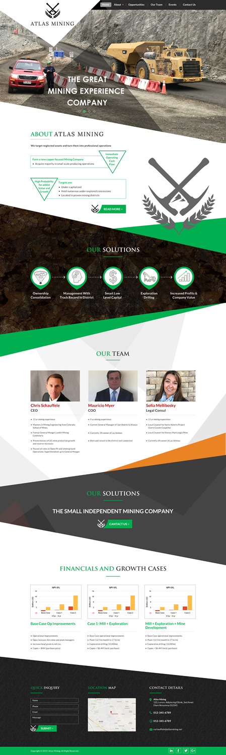 Web Design par Infinitive Technology pour Atlas Mining | Design #21026203
