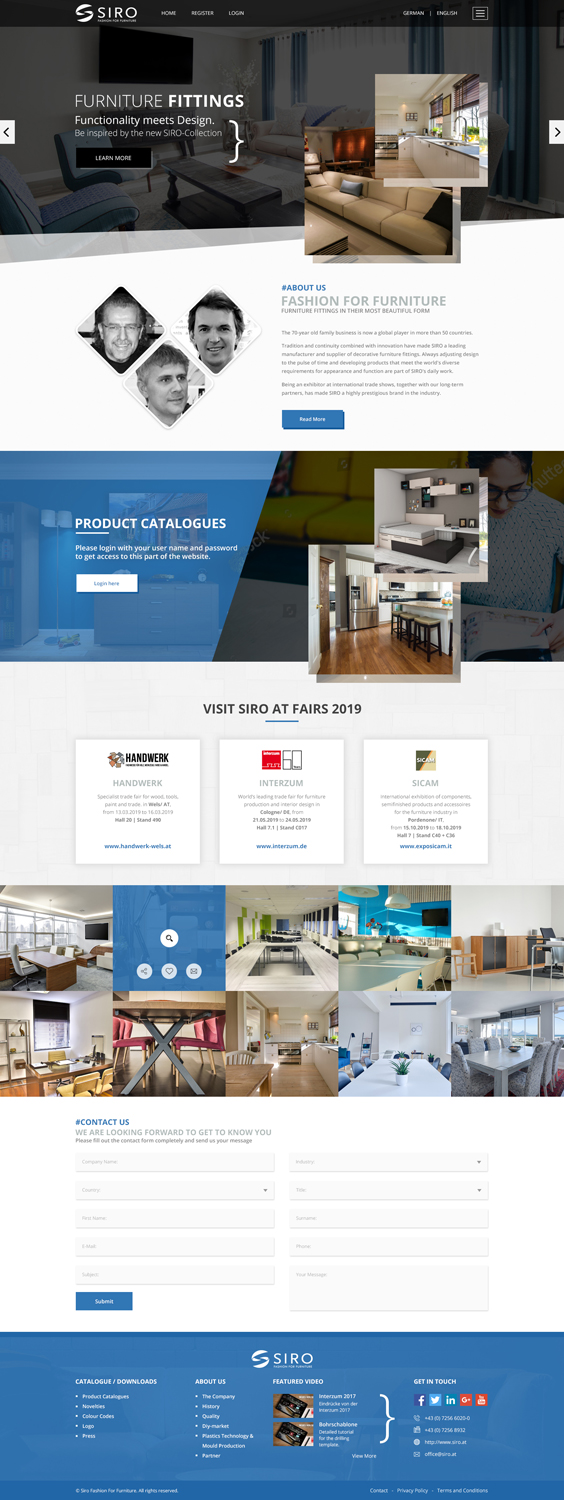 Web Design par AbhishekRoyBunty pour SIRO Beschläge- und Metallwarenfabrik Ges.m.b.H. | Design #21037390