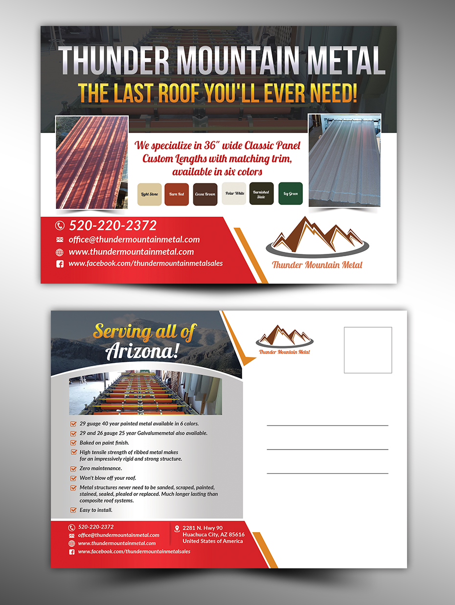 Postcard Design by innovative earth for Thunder Mountain Metal | Design #21073192