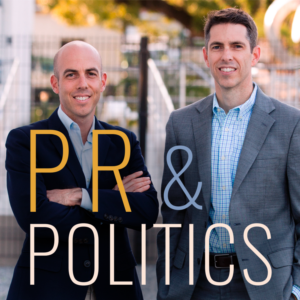 PR & Politics podcast needs new cover art | Podcast Design by BCN Book Cover & Logo Studio