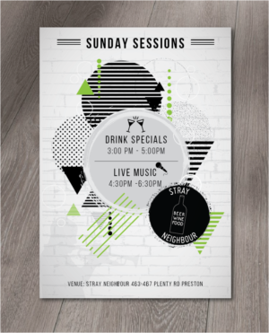 Event Poster for Bar Sunday Live Music and Happy Hour | Flyer Design by alex989