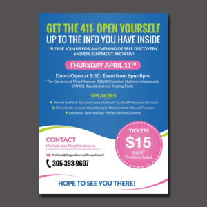 April 11th Event- Islamorada- Coaching/Tarot/Hypnotherapy | Diseño de Flyer por aspiremedia