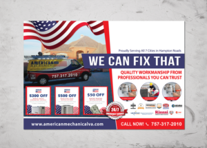 Flyer Design by alex989 for American Mechanical | Design: #21118304