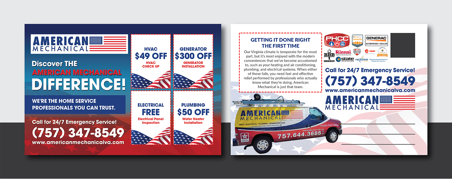 Diseño de Flyer por Deziners Zone para American Mechanical | Diseño #21078399