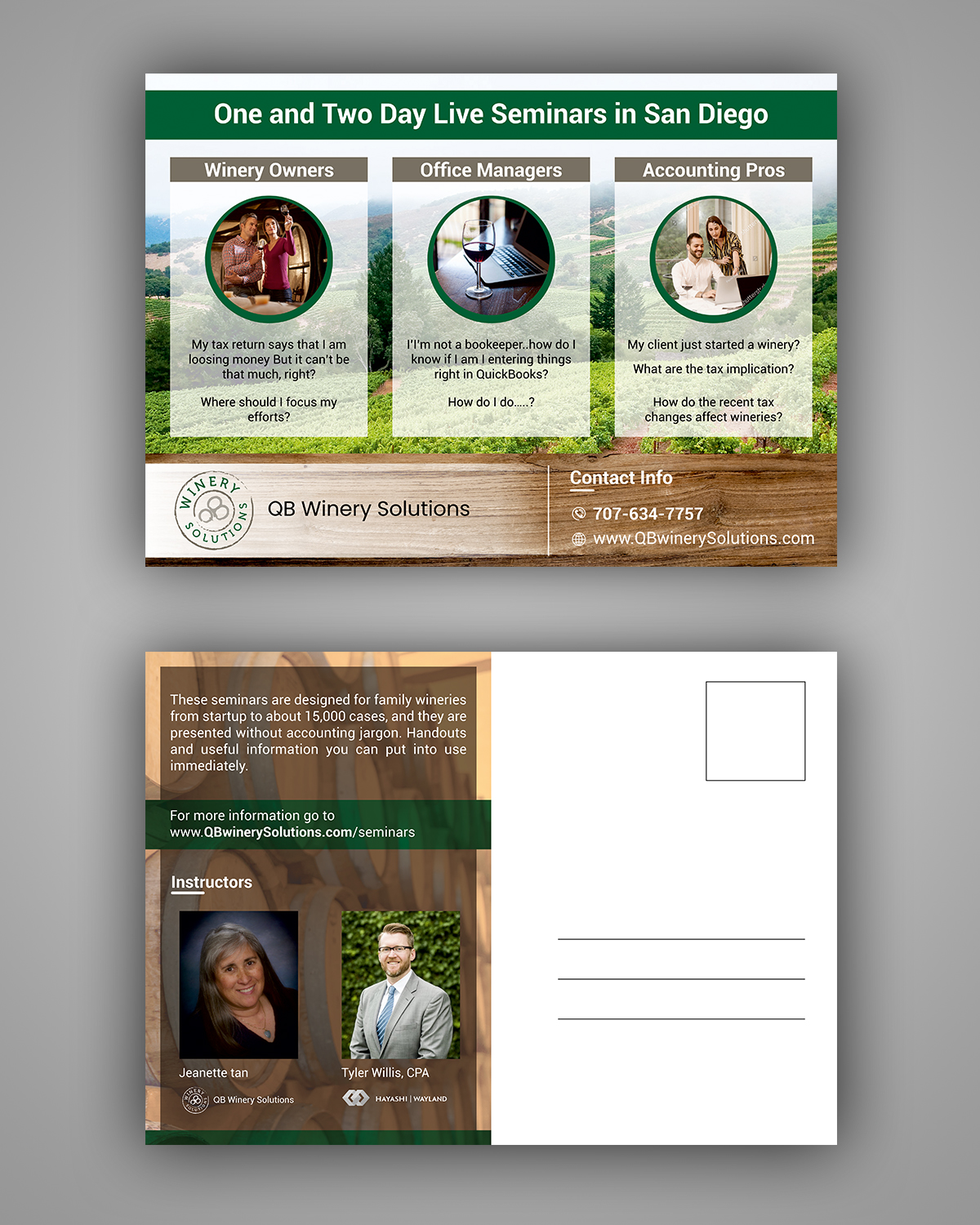 Design de Carte Postale par ecorokerz pour QB Winery Solutions | Design #21092467