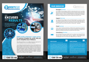 I.T Service Provider. Company name: BAMITS. Company Slogan: No excuses just results  | Diseño de Flyer por SAI DESIGNS