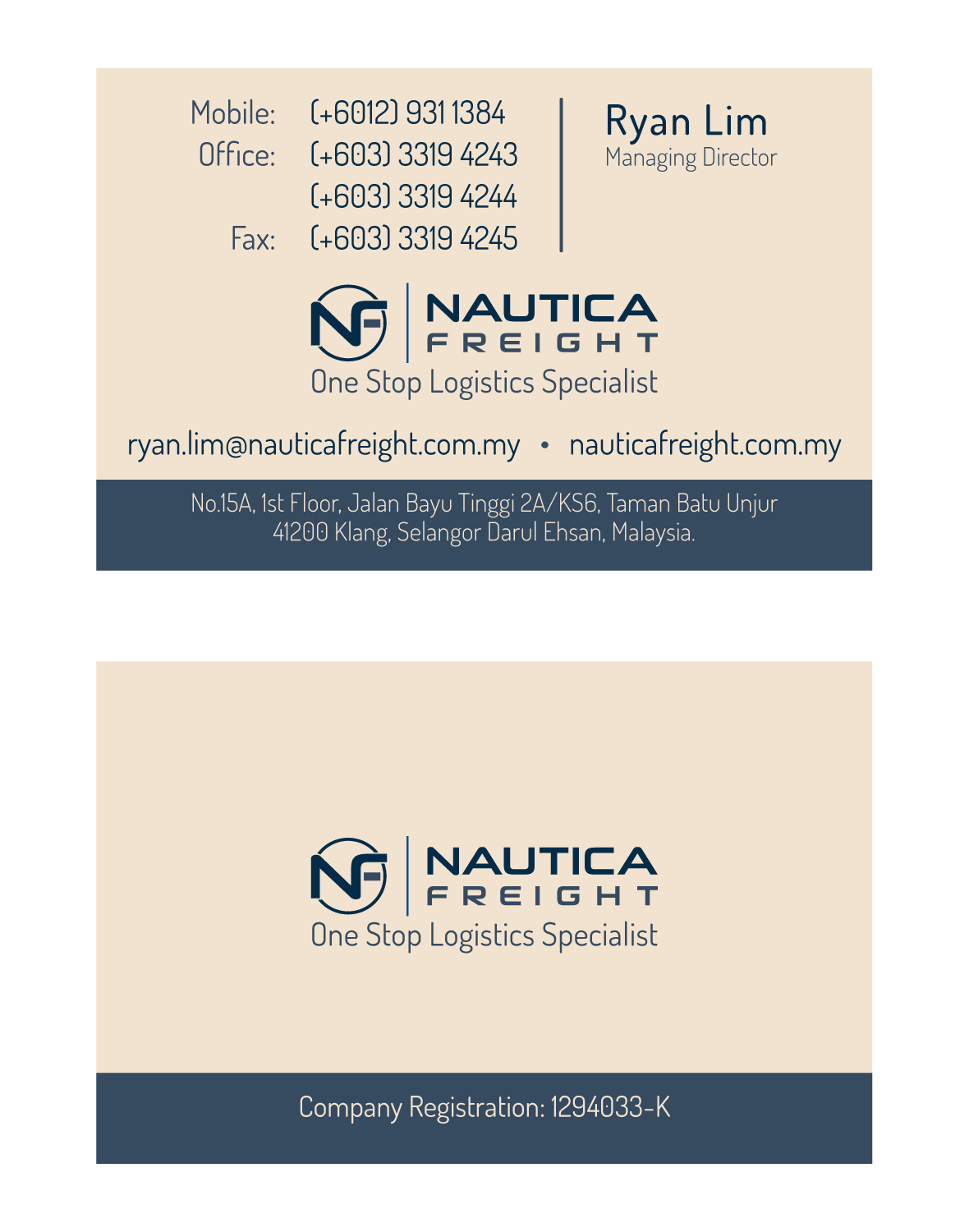 Business Card Design by Yaroslav S for Nautica Freight | Design #21116422