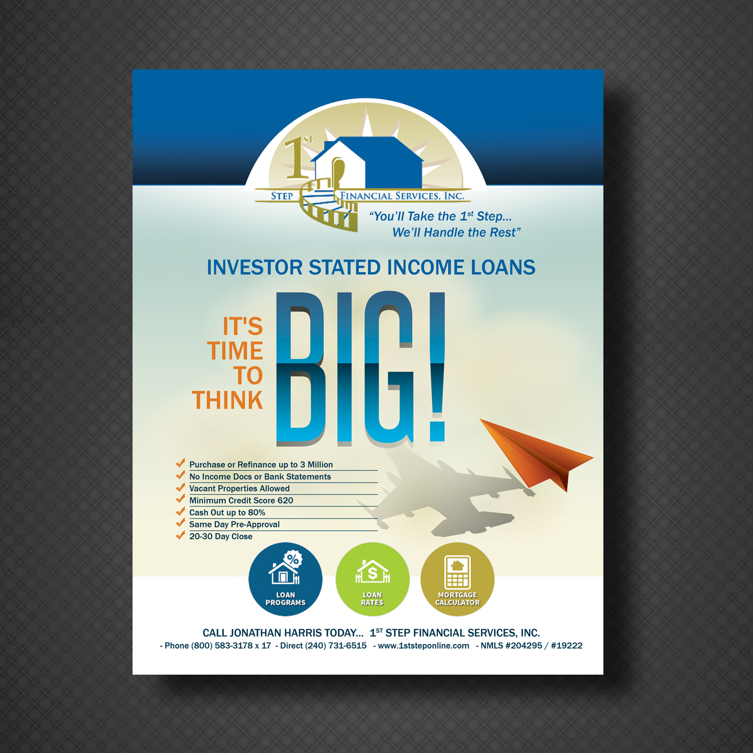 Flyer Design by uk for 1st Step Financial Services, Inc. | Design #21103238