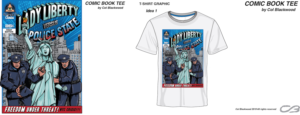Statue Of Liberty Comic Book Cover T-shirt Graphic | Diseño de Camiseta por Col 3