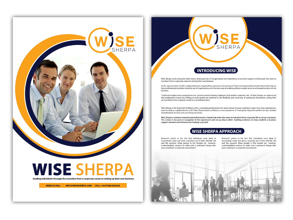 Brochure Design by LAXMI DESIGNHUB for Wise Sherpa | Design #21145223