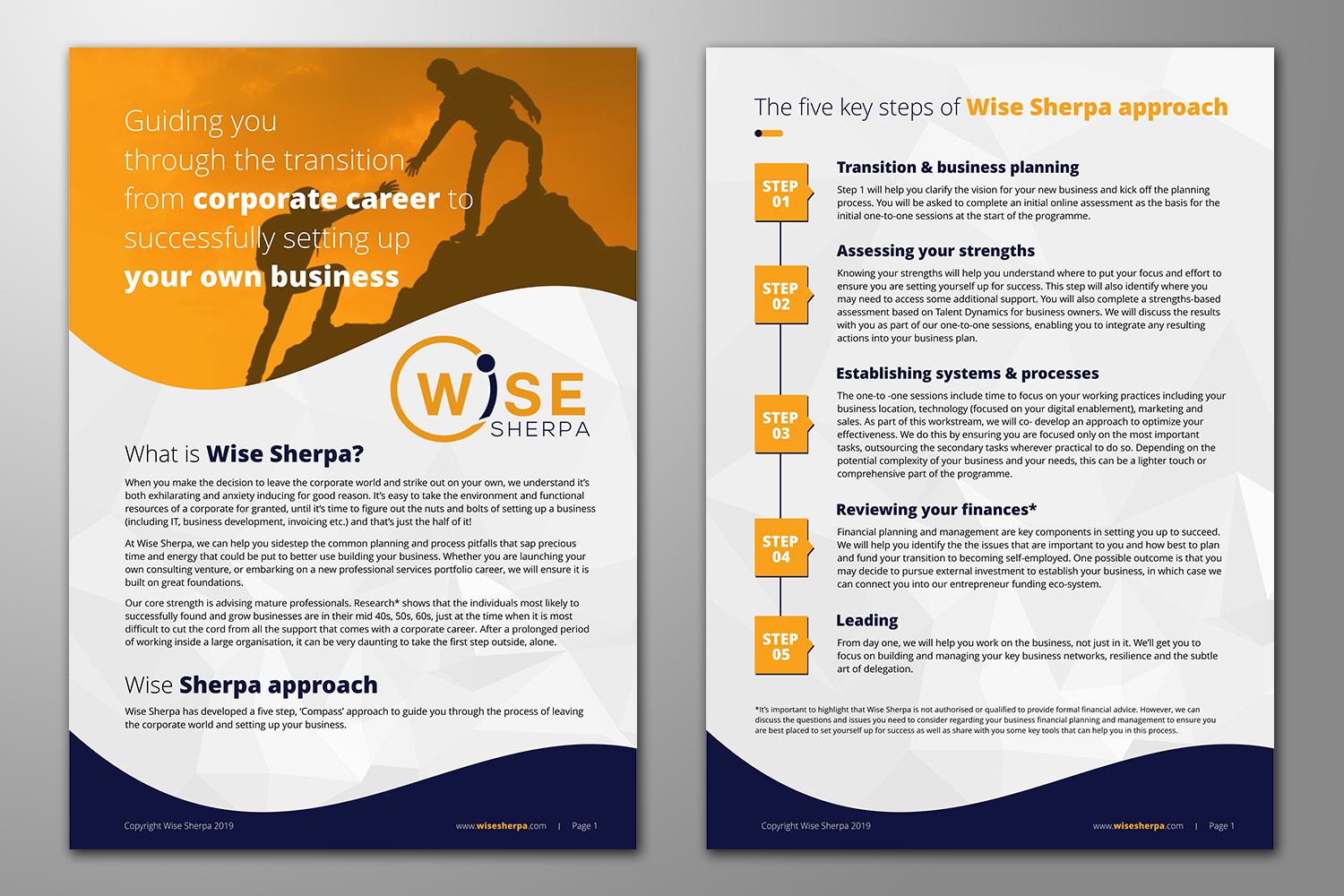 Design de Brochure par ecorokerz pour Wise Sherpa | Design #21125362