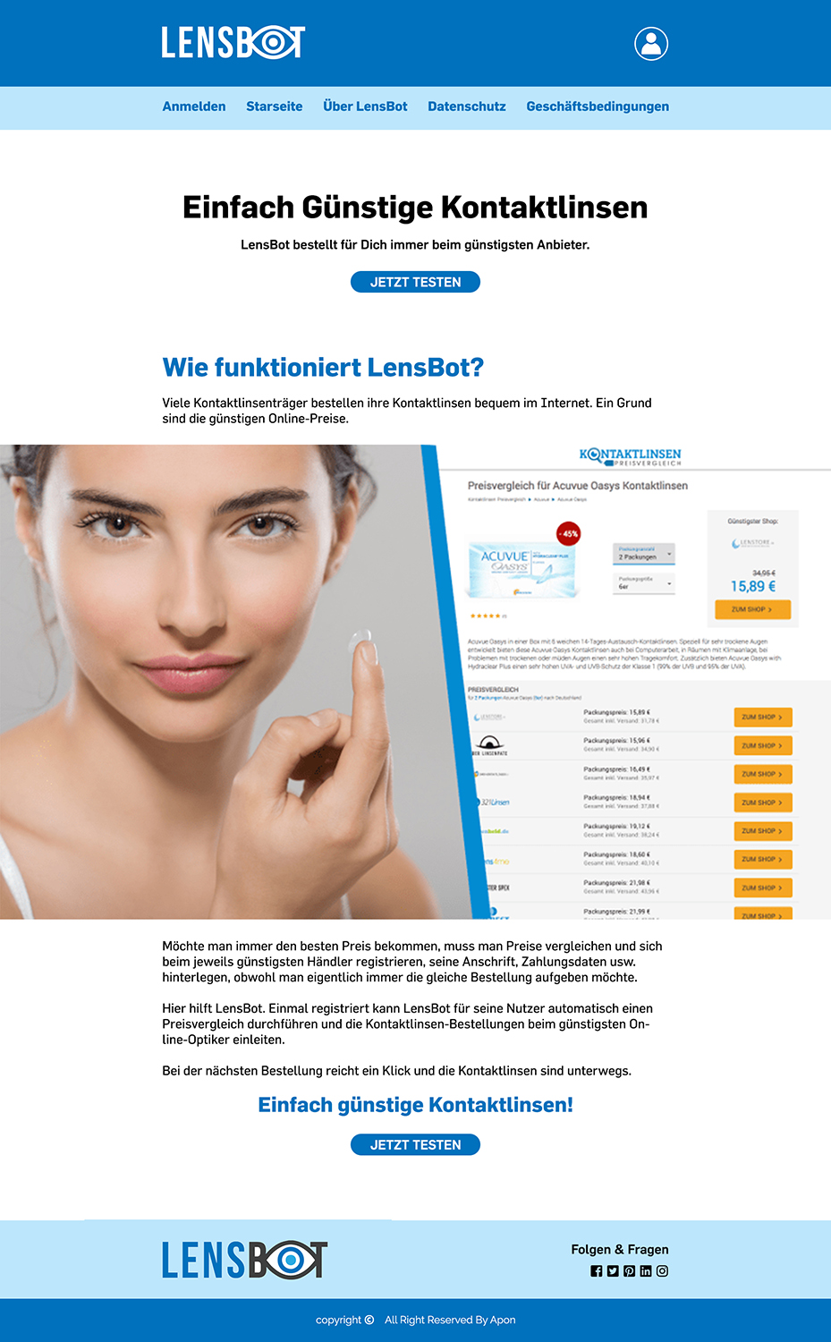 Diseño Web por Tanveer Apon para Kontaktlinsen-Preisvergleich GmbH | Diseño #21136784