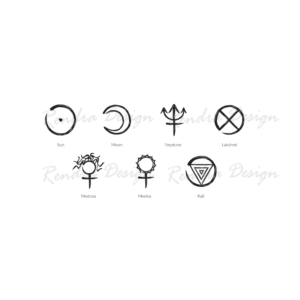 Set of 60 Astrological Icons in Black and White | Diseño Con Ícono por Rendra Creative Art