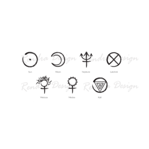 Set of 60 Astrological Icons in Black and White | Icon Design by Rendra Creative Art