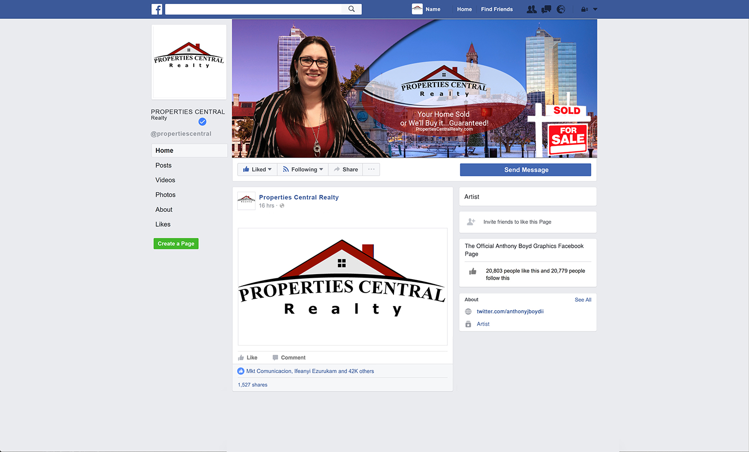 Diseño de Facebook por PavanPrajapati para Properties Central, Inc | Diseño #21149962