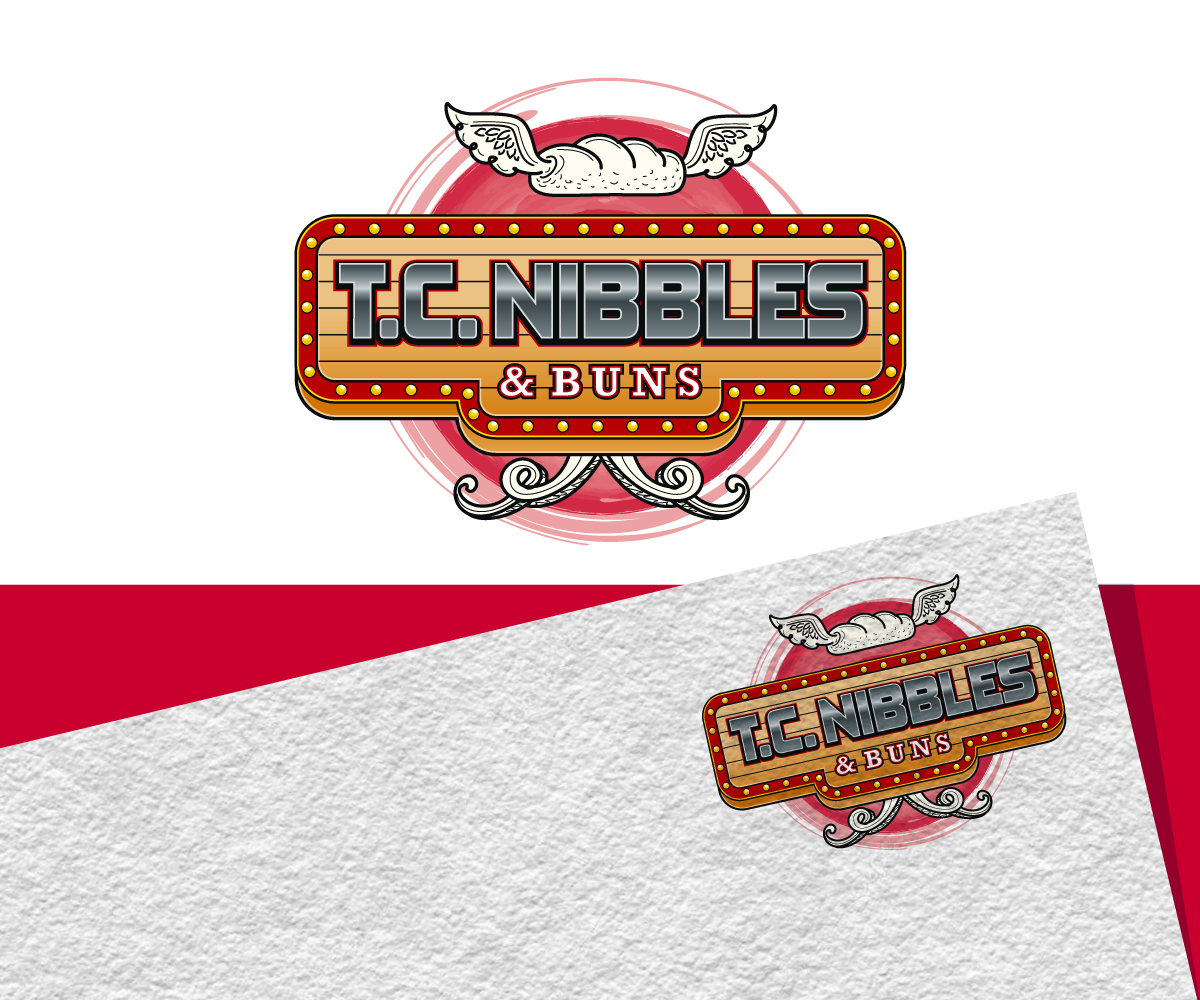 Modern, Colorful Logo Design for T.C. Nibbles & Buns by Jay Design ...