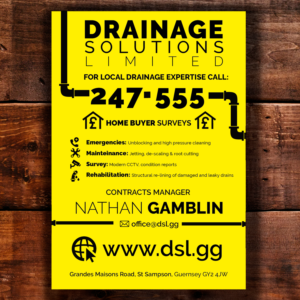 Drainage Solutions telephone book advert | Graphic Design by BCN Book Cover & Logo Studio