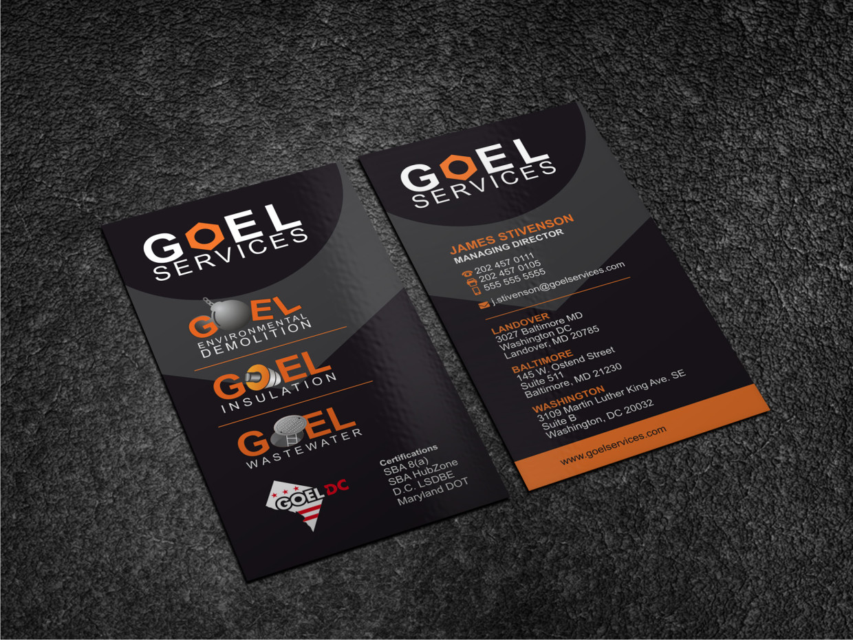 Diseño de Tarjeta de Presentación por Atvento Graphics para Goel Services, Inc | Diseño #21154461