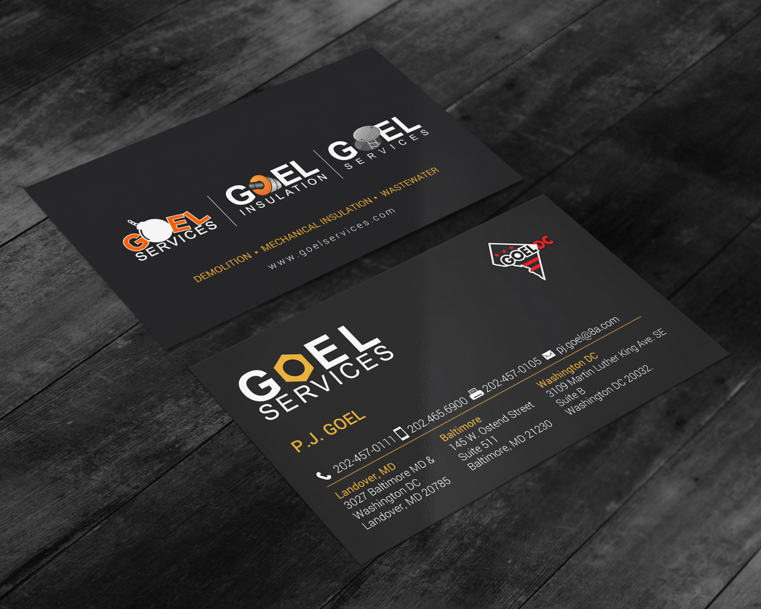 Visitenkarten-Design von chandrayaan.creative für Goel Services, Inc | Design #21152606