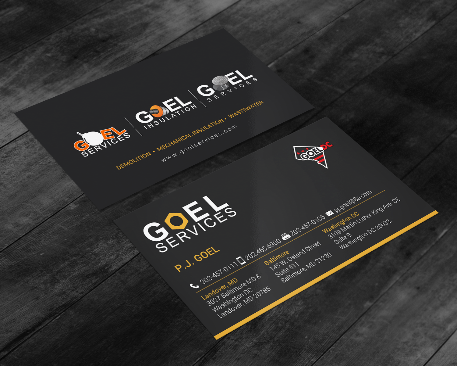 Diseño de Tarjeta de Presentación por chandrayaan.creative para Goel Services, Inc | Diseño #21152613