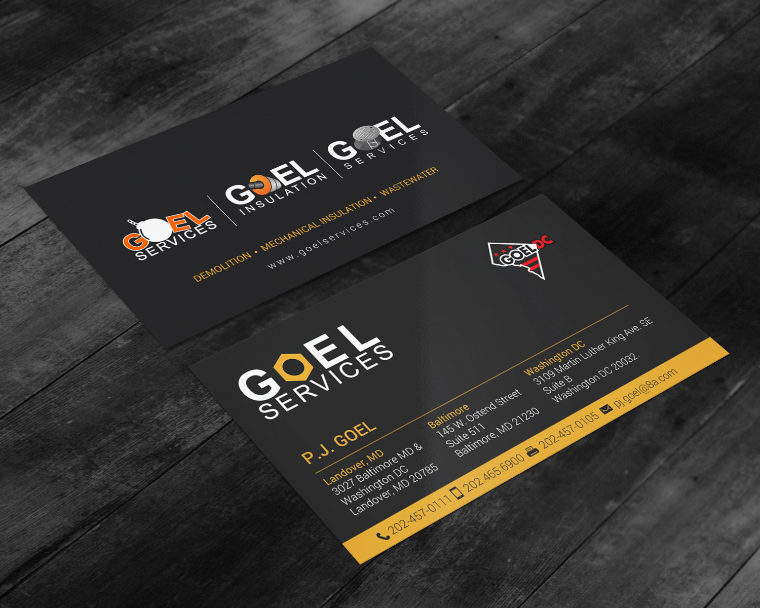 Diseño de Tarjeta de Presentación por chandrayaan.creative para Goel Services, Inc | Diseño #21152636