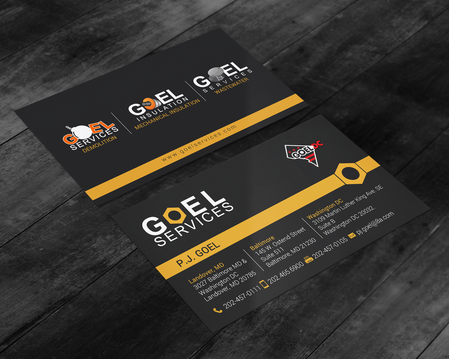 Visitenkarten-Design von chandrayaan.creative für Goel Services, Inc | Design #21153058