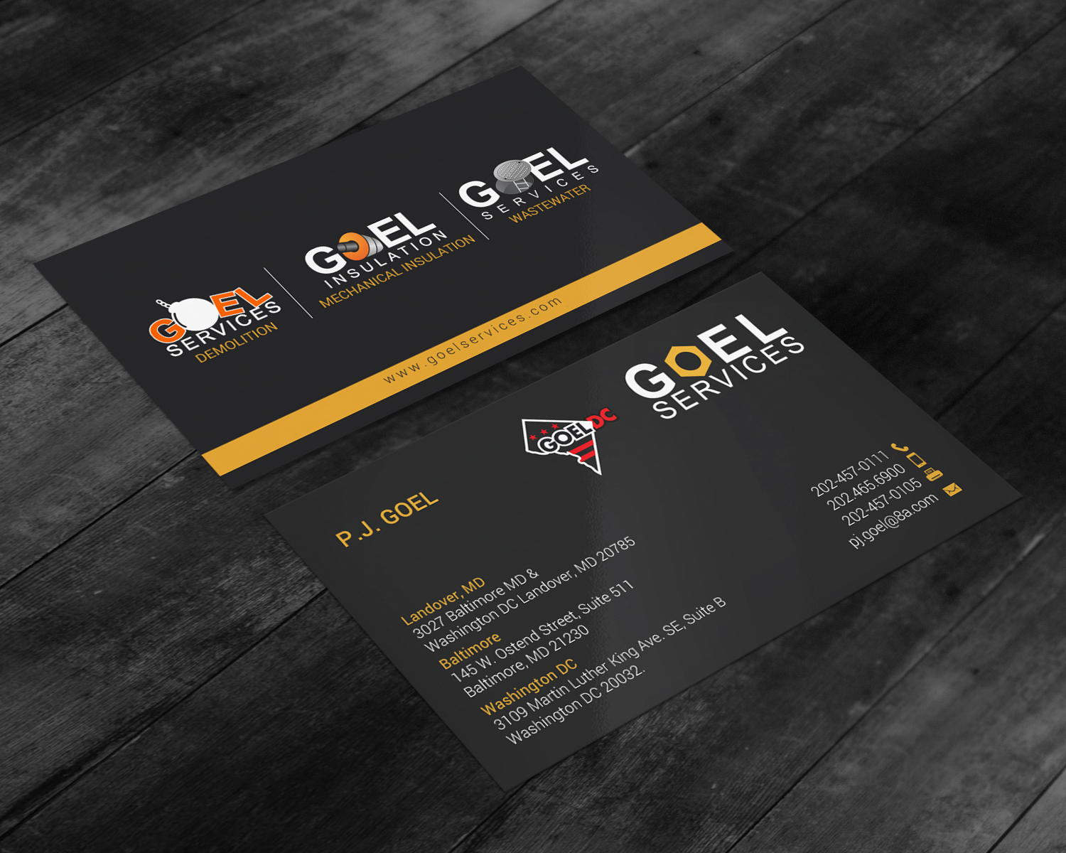 Diseño de Tarjeta de Presentación por chandrayaan.creative para Goel Services, Inc | Diseño #21153151